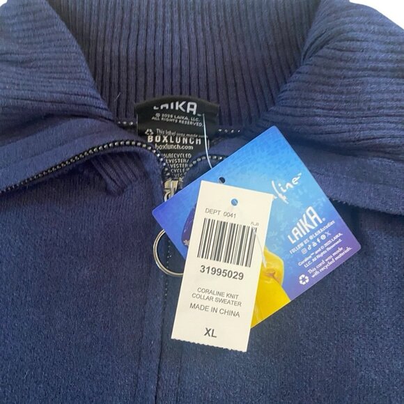 Coraline Zip Up Sweater Women Size XL Knit Icons Cosplay Embroidered Whimisgoth - Picture 5 of 6